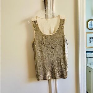 J. Crew champagne beaded tank top